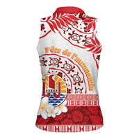 French Polynesia Internal Autonomy Day Women Sleeveless Polo Shirt Tropical Hibiscus And Turtle Pattern LT05 - Polynesian Pride