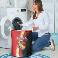 Tonga Emancipation Day Laundry Basket Tongan Ngatu Pattern With Plumeria LT05 - Polynesian Pride