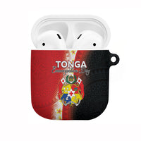 Tonga Emancipation Day AirPods Case Tongan Ngatu Pattern With Plumeria LT05 Red - Polynesian Pride