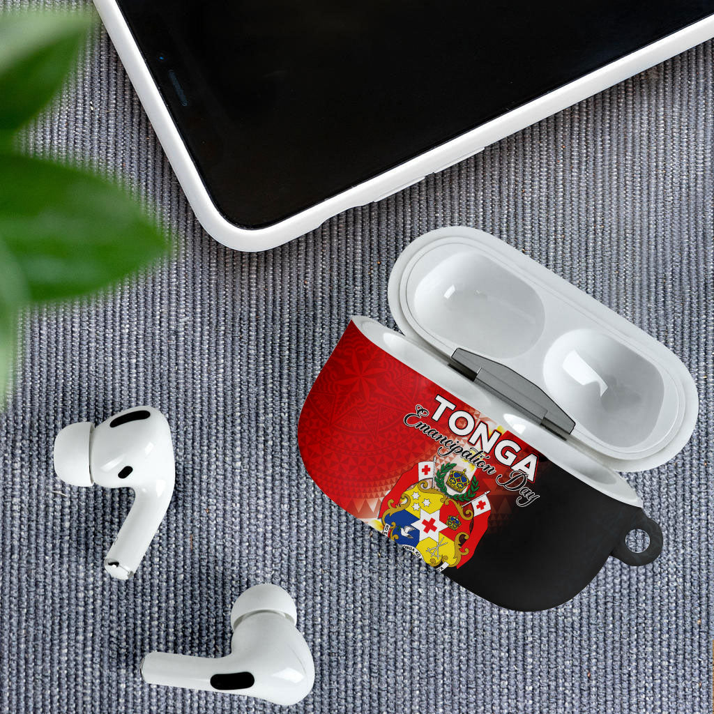 Tonga Emancipation Day AirPods Case Tongan Ngatu Pattern With Plumeria LT05 - Polynesian Pride