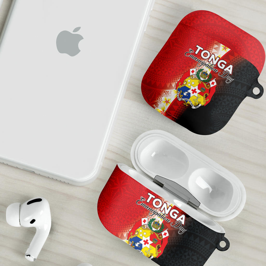 Tonga Emancipation Day AirPods Case Tongan Ngatu Pattern With Plumeria LT05 - Polynesian Pride