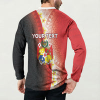 Personalised Tonga Emancipation Day Button Sweatshirt Tongan Ngatu Pattern With Plumeria LT05 - Polynesian Pride