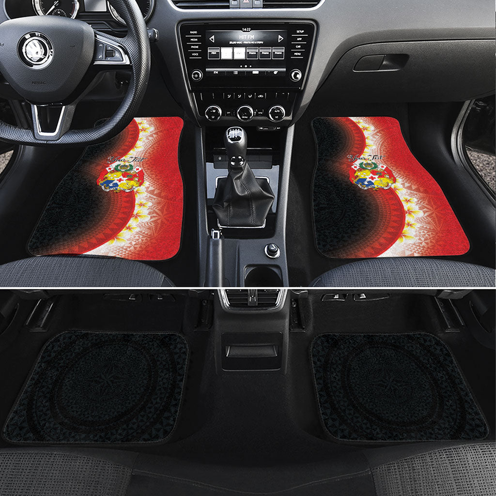 Personalised Tonga Emancipation Day Car Mats Tongan Ngatu Pattern With Plumeria