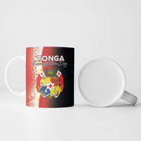 Personalised Tonga Emancipation Day Ceramic Mug Tongan Ngatu Pattern With Plumeria LT05 - Polynesian Pride