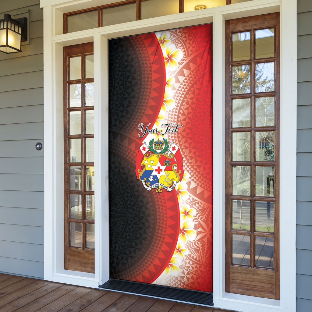 Personalised Tonga Emancipation Day Door Cover Tongan Ngatu Pattern With Plumeria LT05 - Polynesian Pride