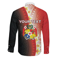 Personalised Tonga Emancipation Day Family Matching Long Sleeve Bodycon Dress and Hawaiian Shirt Tongan Ngatu Pattern With Plumeria LT05 - Polynesian Pride