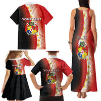 Personalised Tonga Emancipation Day Family Matching Tank Maxi Dress and Hawaiian Shirt Tongan Ngatu Pattern With Plumeria LT05 - Polynesian Pride