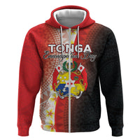 Personalised Tonga Emancipation Day Hoodie Tongan Ngatu Pattern With Plumeria LT05 Zip Hoodie Red - Polynesian Pride