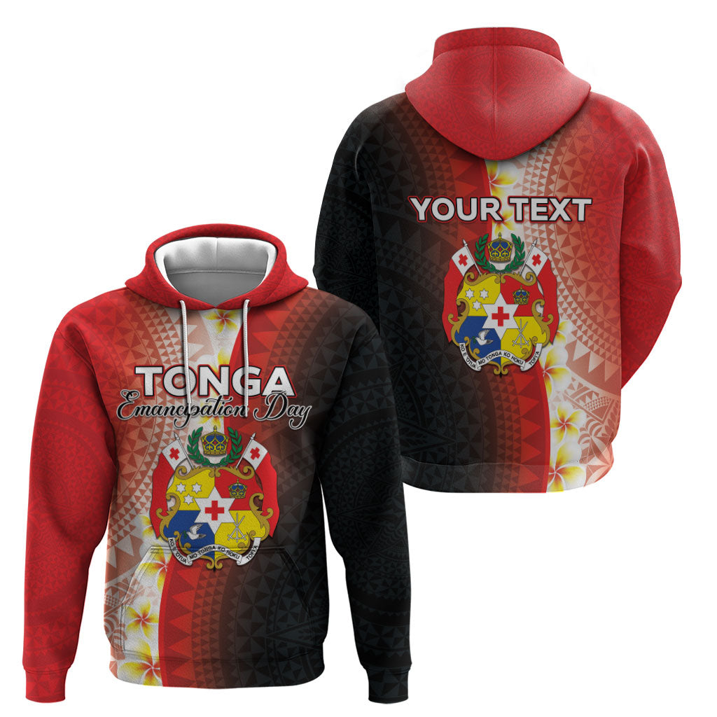Personalised Tonga Emancipation Day Hoodie Tongan Ngatu Pattern With Plumeria LT05 - Polynesian Pride