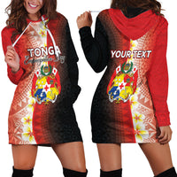 Personalised Tonga Emancipation Day Hoodie Dress Tongan Ngatu Pattern With Plumeria LT05 - Polynesian Pride
