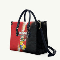 Tonga Emancipation Day Leather Bag Tongan Ngatu Pattern With Plumeria LT05 Red - Polynesian Pride
