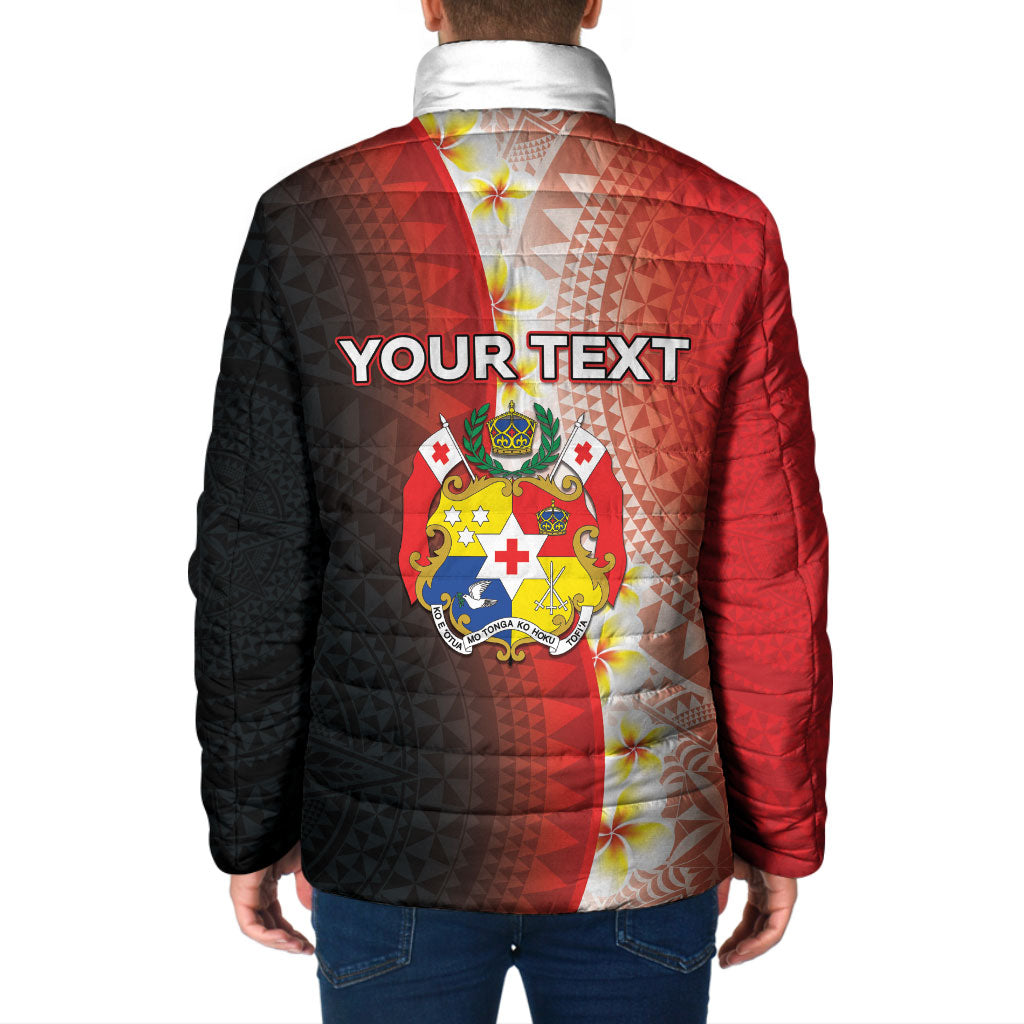 Personalised Tonga Emancipation Day Padded Jacket Tongan Ngatu Pattern With Plumeria LT05 - Polynesian Pride