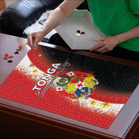Tonga Emancipation Day Puzzle Tongan Ngatu Pattern With Plumeria LT05 - Polynesian Pride