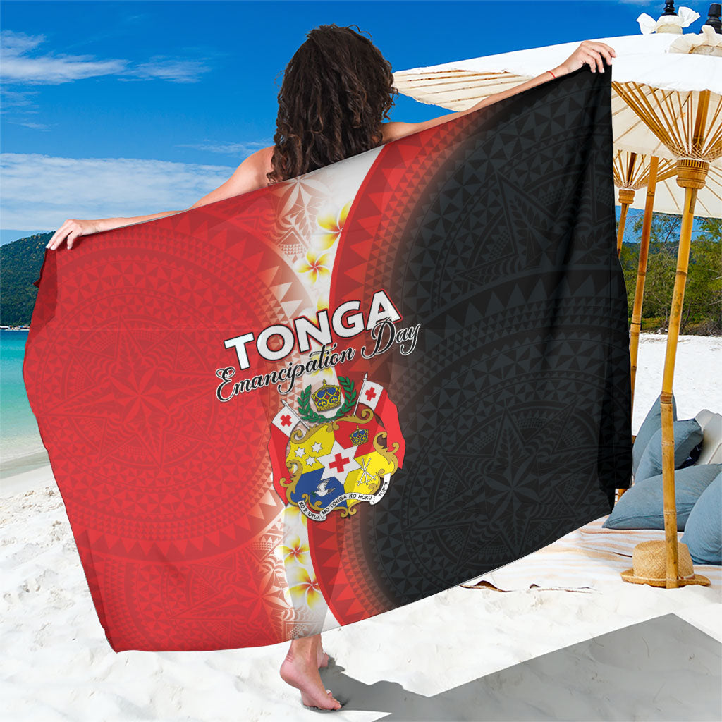 Tonga Emancipation Day Sarong Tongan Ngatu Pattern With Plumeria