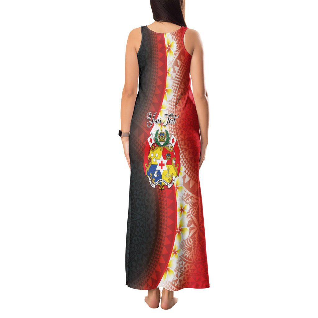Personalised Tonga Emancipation Day Tank Maxi Dress Tongan Ngatu Pattern With Plumeria LT05 - Polynesian Pride