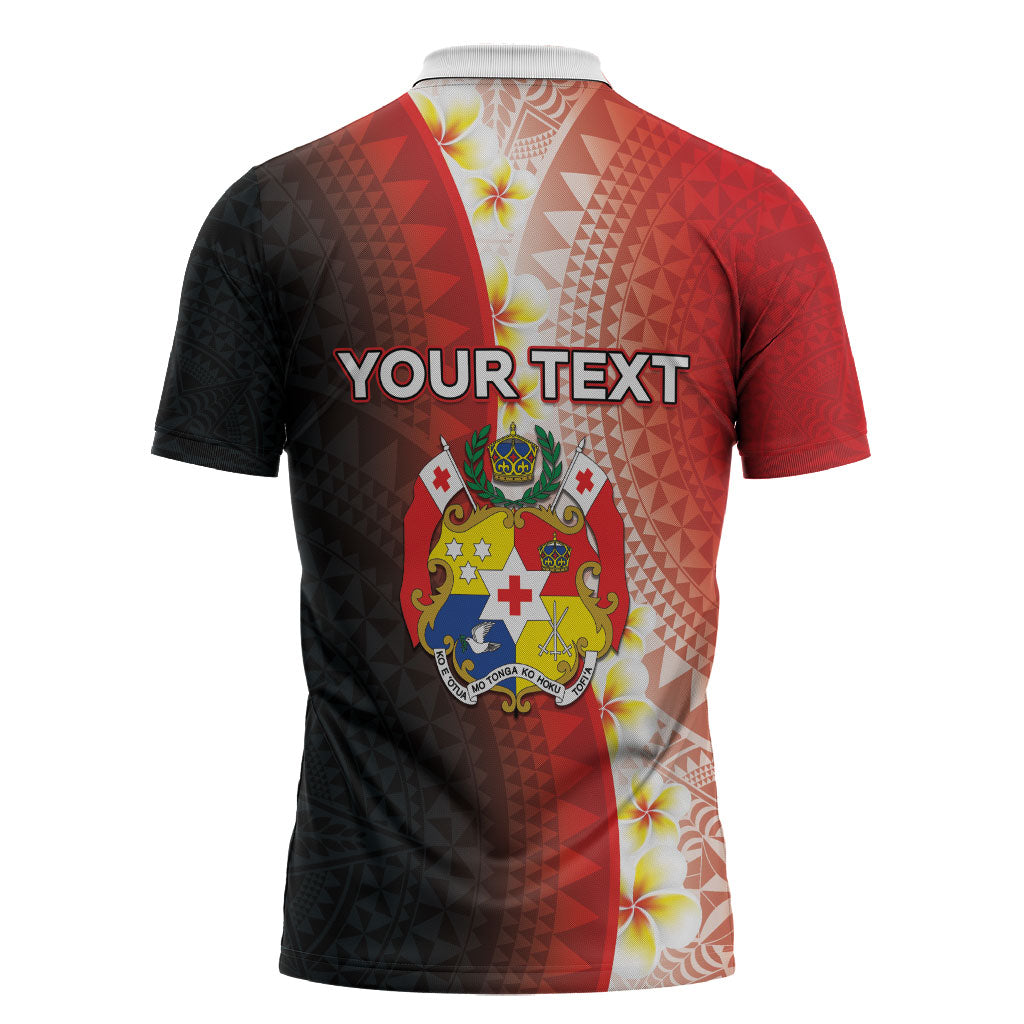 Personalised Tonga Emancipation Day Zipper Polo Shirt Tongan Ngatu Pattern With Plumeria LT05 - Polynesian Pride