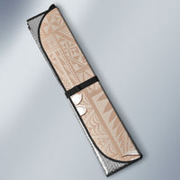 Tonga Ngatu Motifs Auto Sun Shade With Coat Of Arms Beige LT05 - Polynesian Pride