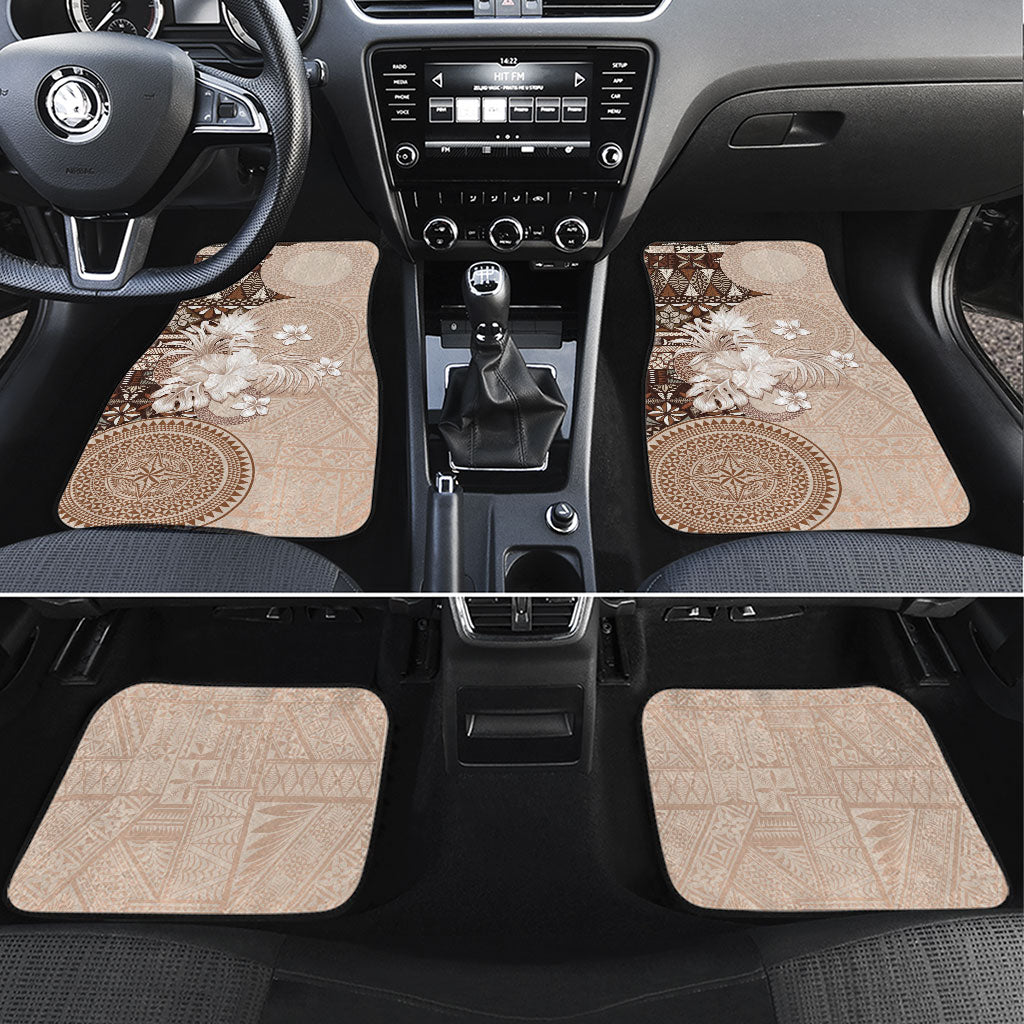Tonga Ngatu Motifs Car Mats With Coat Of Arms Beige