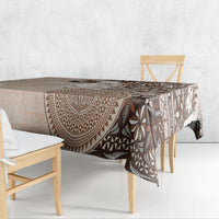 Tonga Ngatu Motifs Tablecloth With Coat Of Arms Beige LT05 - Polynesian Pride