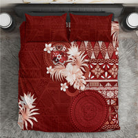 Tonga Ngatu Motifs Bedding Set With Coat Of Arms Red LT05 Red - Polynesian Pride