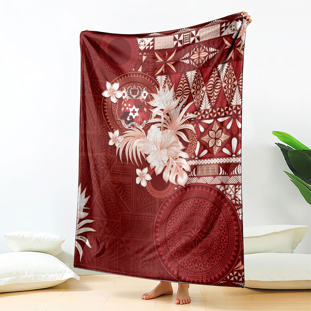 Tonga Ngatu Motifs Blanket With Coat Of Arms Red LT05 - Polynesian Pride