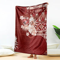 Tonga Ngatu Motifs Blanket With Coat Of Arms Red LT05 - Polynesian Pride