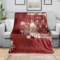 Tonga Ngatu Motifs Blanket With Coat Of Arms Red LT05 - Polynesian Pride