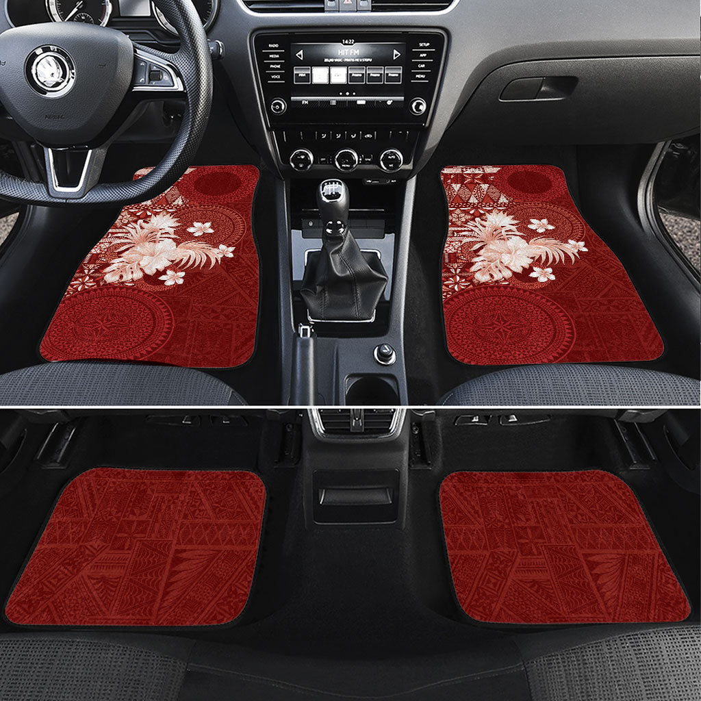 Tonga Ngatu Motifs Car Mats With Coat Of Arms Red