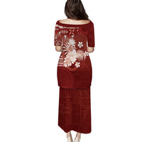 Tonga Ngatu Motifs Puletasi With Coat Of Arms Red LT05 - Polynesian Pride
