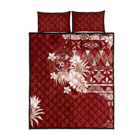 Tonga Ngatu Motifs Quilt Bed Set With Coat Of Arms Red LT05 - Polynesian Pride