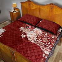 Tonga Ngatu Motifs Quilt Bed Set With Coat Of Arms Red LT05 - Polynesian Pride