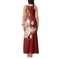 Tonga Ngatu Motifs Tank Maxi Dress With Coat Of Arms Red LT05 - Polynesian Pride