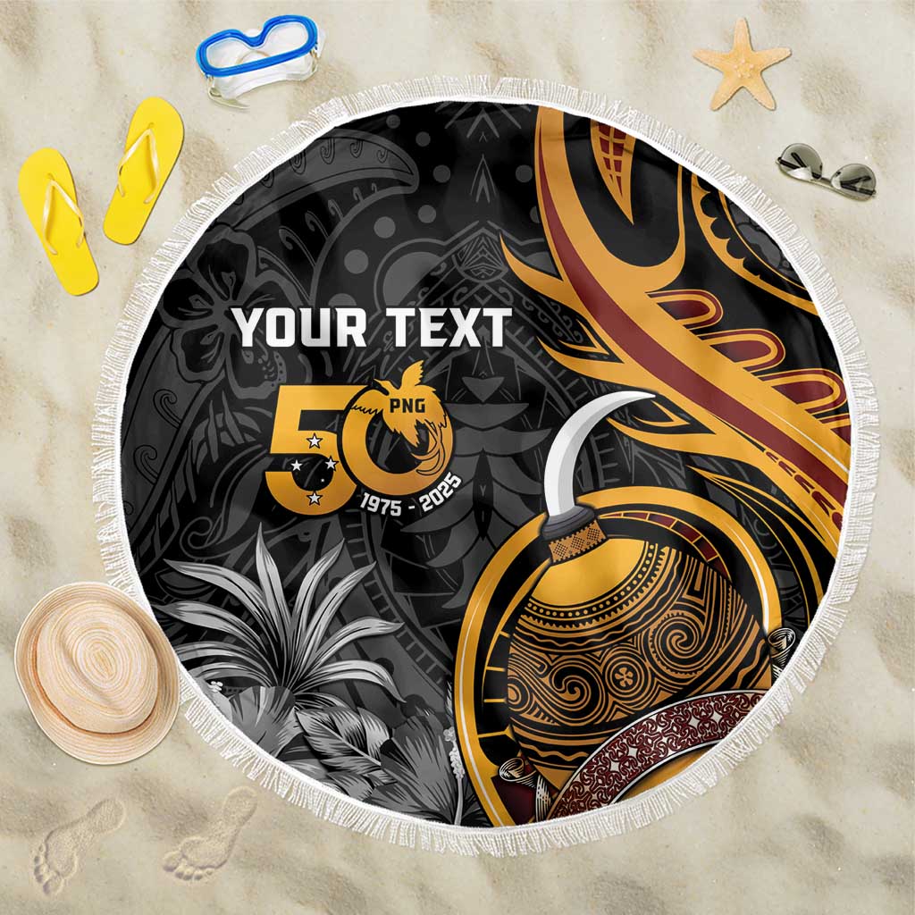 Personalised Papua New Guinea Beach Blanket Happy 50th Independence Anniversary - Polynesian Pride