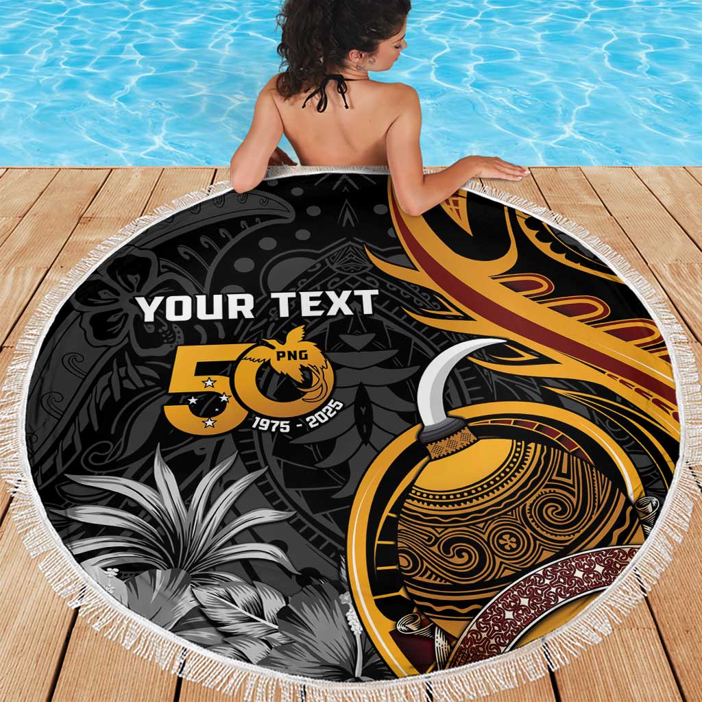 Personalised Papua New Guinea Beach Blanket Happy 50th Independence Anniversary - Polynesian Pride