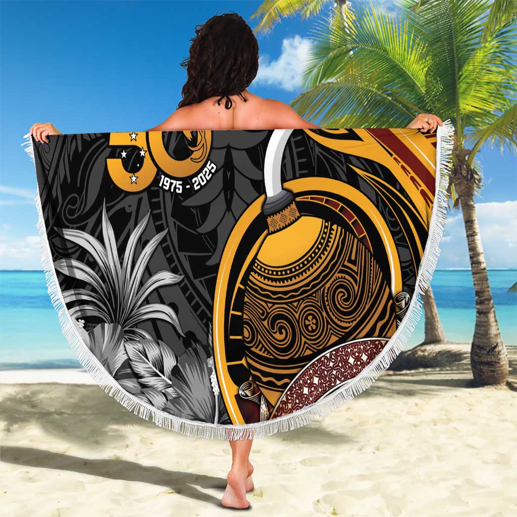 Personalised Papua New Guinea Beach Blanket Happy 50th Independence Anniversary - Polynesian Pride
