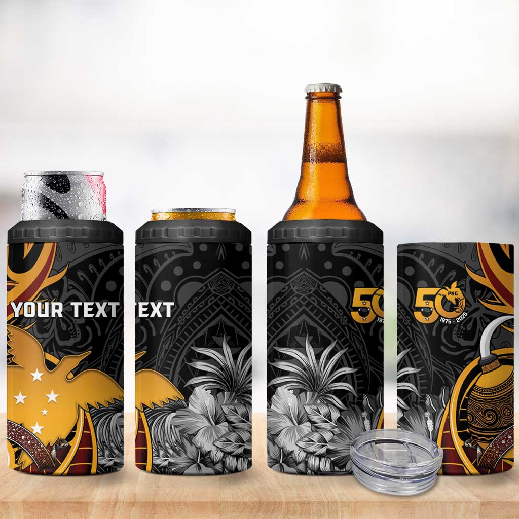 Personalised Papua New Guinea 4 in 1 Can Cooler Tumbler Happy 50th Independence Anniversary - Polynesian Pride