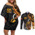 Personalised Papua New Guinea Couples Matching Off Shoulder Short Dress and Long Sleeve Button Shirt Happy 50th Independence Anniversary - Polynesian Pride