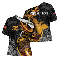 Papua New Guinea Cross Shoulder Shirt Happy 50th Independence Anniversary - Polynesian Pride