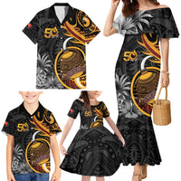 Personalised Papua New Guinea Family Matching Mermaid Dress and Hawaiian Shirt Happy 50th Independence Anniversary - Polynesian Pride