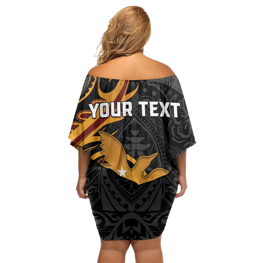 Personalised Papua New Guinea Family Matching Off Shoulder Short Dress and Hawaiian Shirt Happy 50th Independence Anniversary - Polynesian Pride