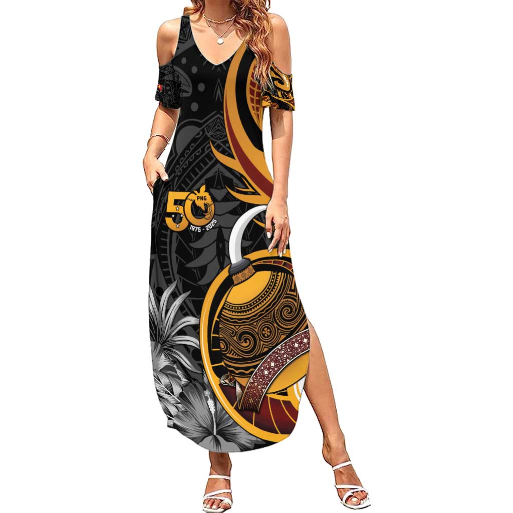 Personalised Papua New Guinea Family Matching Summer Maxi Dress and Hawaiian Shirt Happy 50th Independence Anniversary - Polynesian Pride