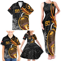 Personalised Papua New Guinea Family Matching Tank Maxi Dress and Hawaiian Shirt Happy 50th Independence Anniversary - Polynesian Pride