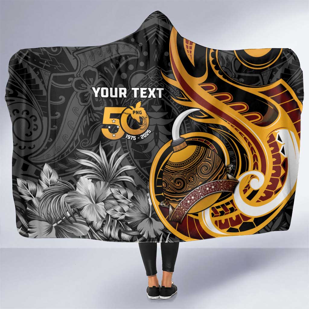 Personalised Papua New Guinea Hooded Blanket Happy 50th Independence Anniversary - Polynesian Pride