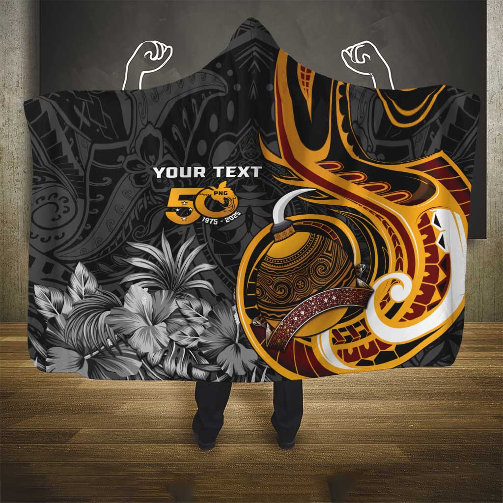 Personalised Papua New Guinea Hooded Blanket Happy 50th Independence Anniversary - Polynesian Pride