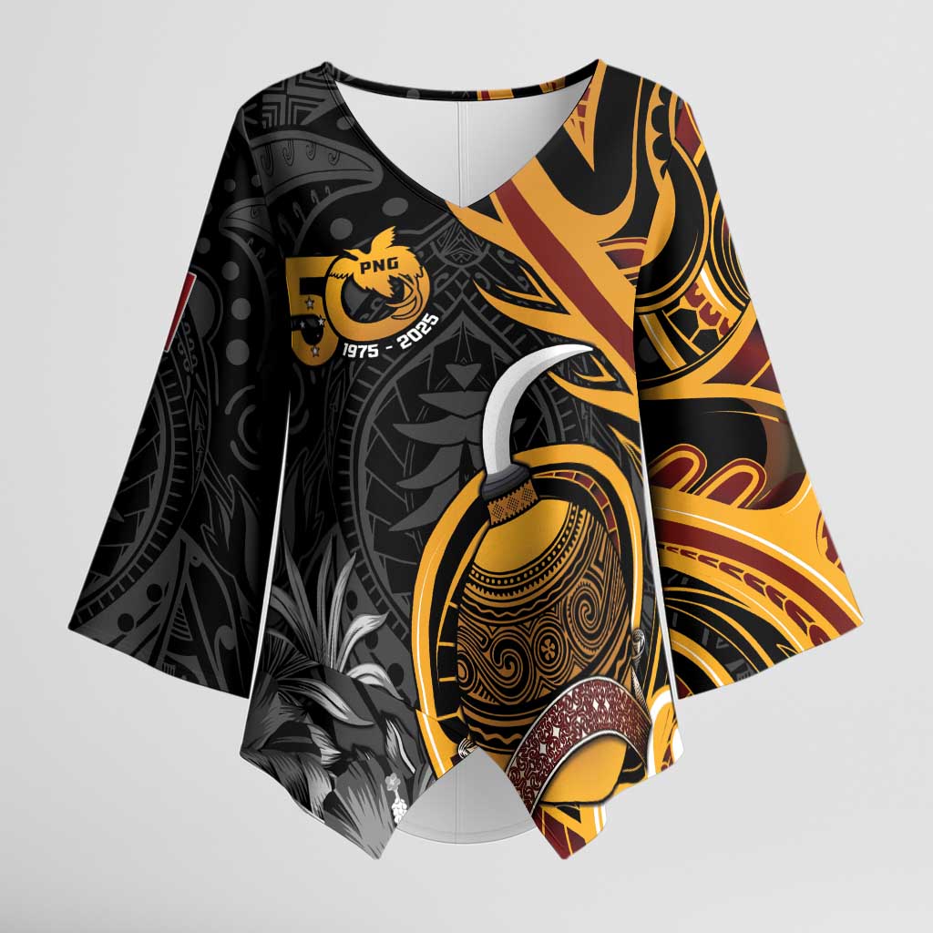Papua New Guinea Kimono Sleeve Blouse Happy 50th Independence Anniversary - Polynesian Pride