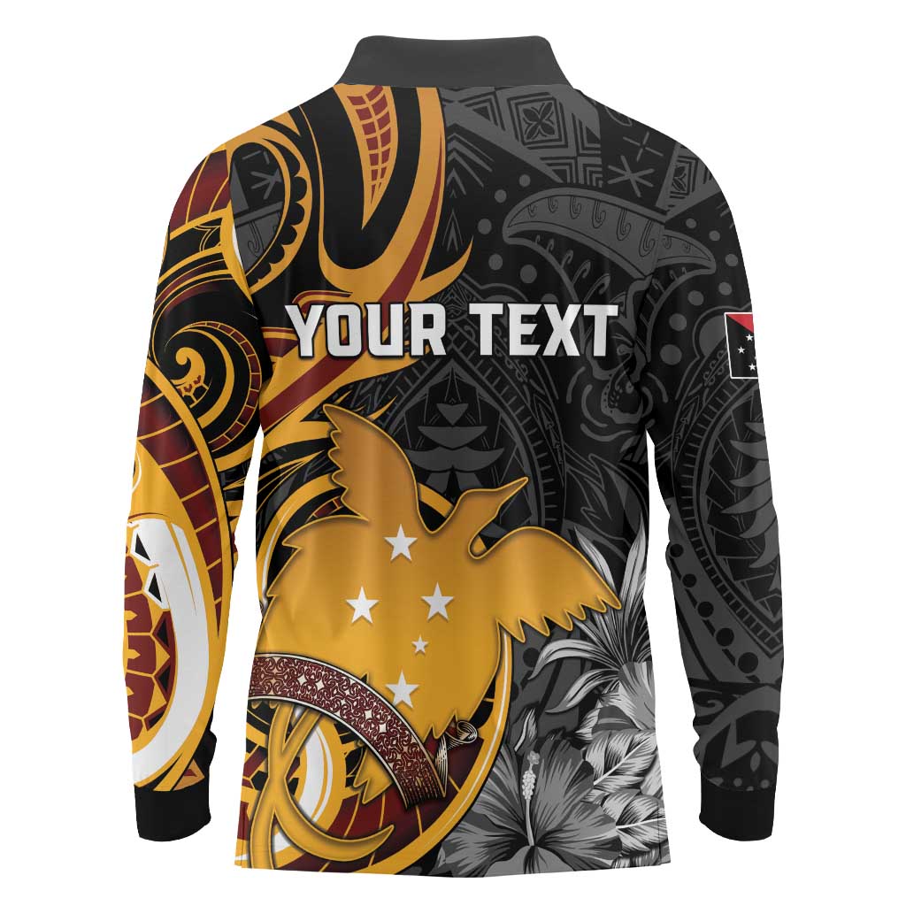 Personalised Papua New Guinea Long Sleeve Polo Shirt Happy 50th Independence Anniversary - Polynesian Pride