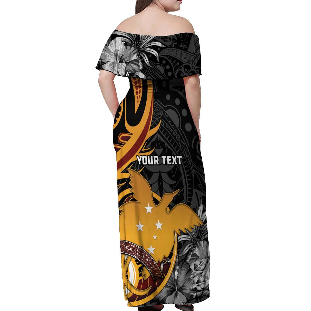 Personalised Papua New Guinea Off Shoulder Maxi Dress Happy 50th Independence Anniversary - Polynesian Pride