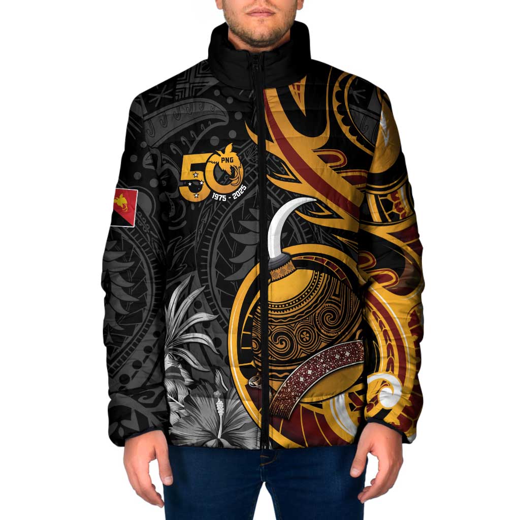 Papua New Guinea Padded Jacket Happy 50th Independence Anniversary - Polynesian Pride