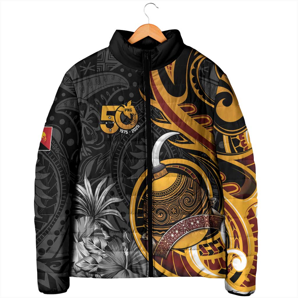 Papua New Guinea Padded Jacket Happy 50th Independence Anniversary - Polynesian Pride