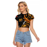 Personalised Papua New Guinea Raglan Cropped T Shirt Happy 50th Independence Anniversary - Polynesian Pride